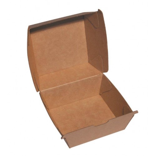 BURGER-BOXBRN-Eco Corrugated Clamshell Burger Box 10x10x8cms (200)
