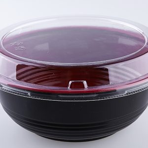 Plastic bowl with lid on