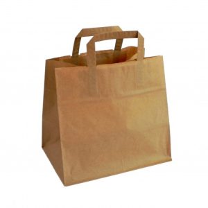 Flat Handle Plastic Paper Bag for Takeaway