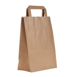 Plastic Flat Handle Paper Bag Brown