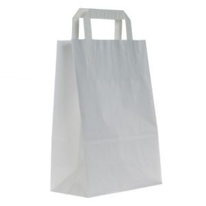 Plastic Flat Handle Paper Bag White