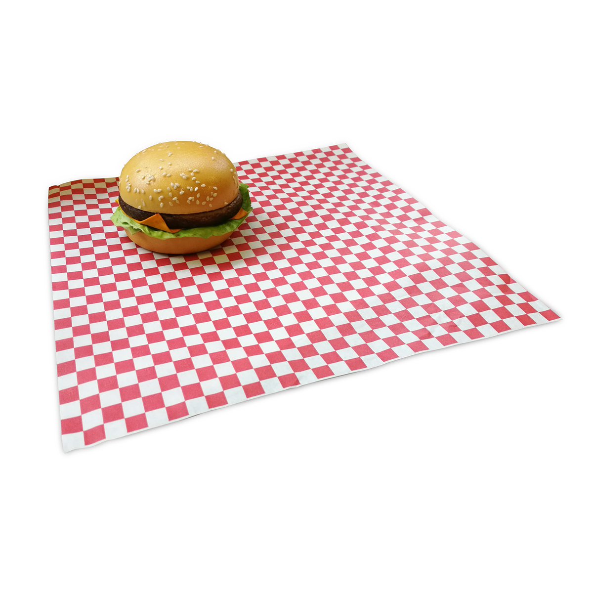 GP-ECORED30-Red/White Checkered Greaseproof Paper 30x30cms  (1000)