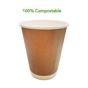 100% Compostable Brown Hot Drinks Cup
