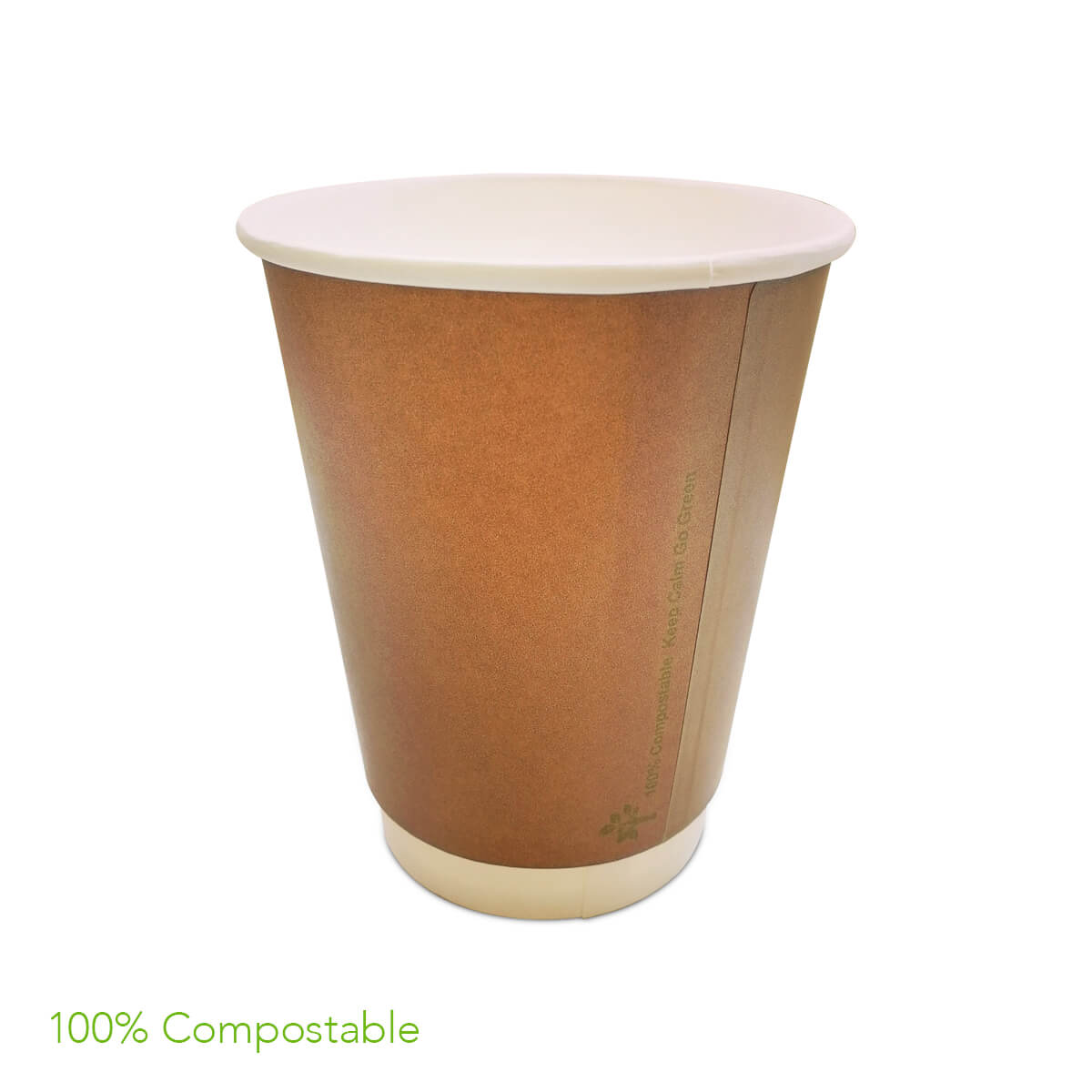 CHDC-BDW12- 12oz  Double Walled Compostable Brown Coffee Cup (500)
