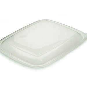 Clear plastic container/tub lids with extended corner for easy peel-off