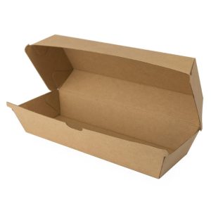 Slim cardboard sandwich box with open lid