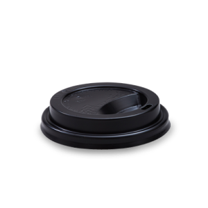 Black compostable hot drink lid