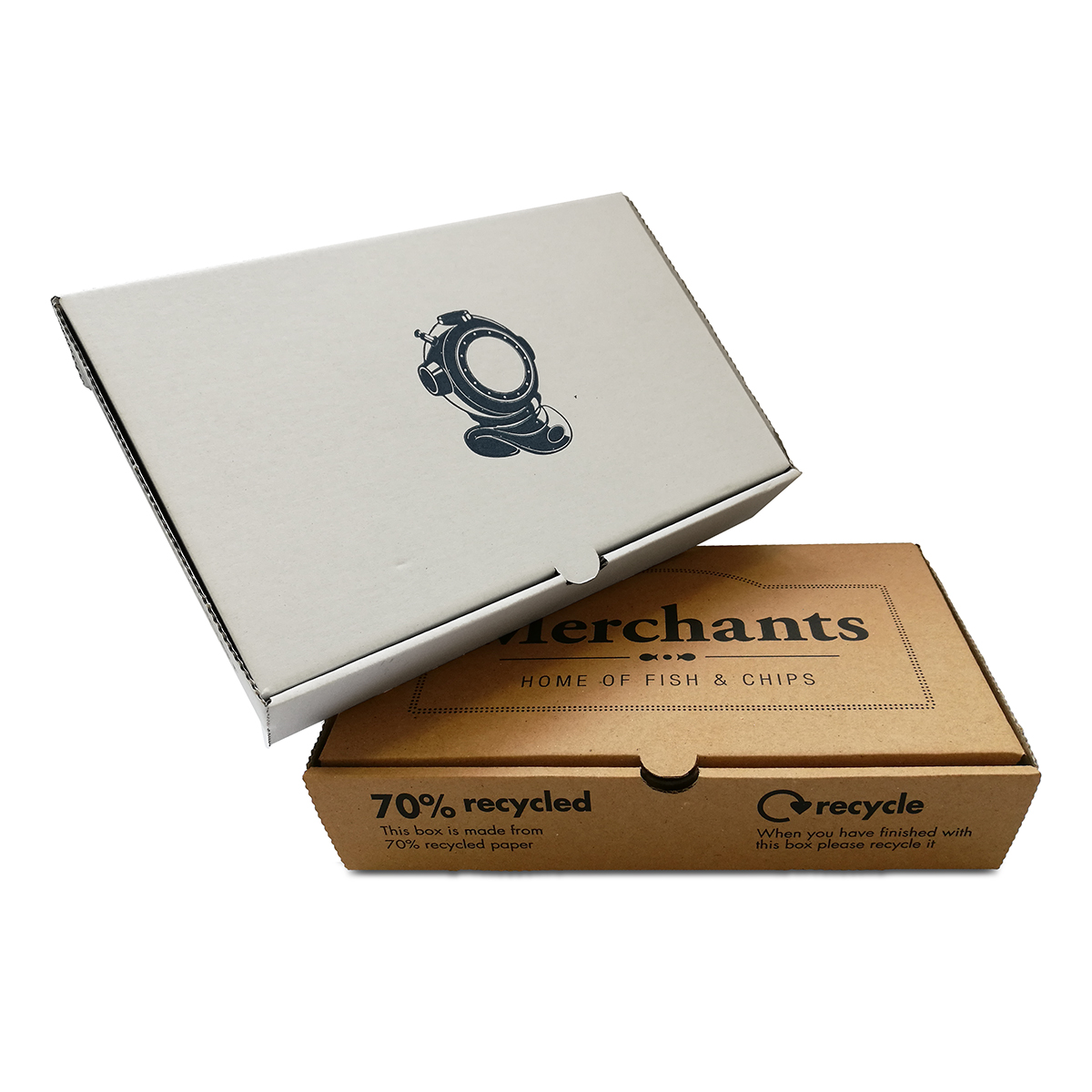 merchants fish and chip takeaway box