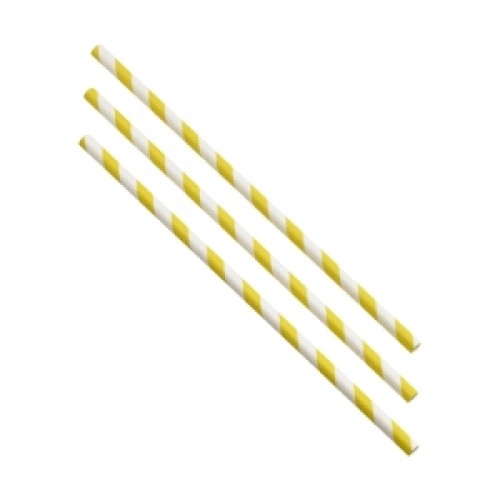YELLOW & White  Striped Paper Straws (6mm)