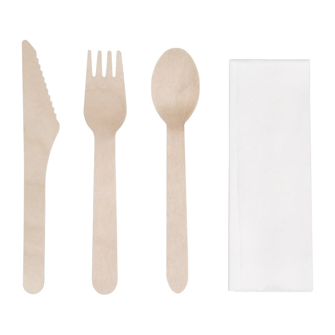 Wooden Meal-Pack 4 in1 fork + spoon+ knife x Napkin(250)