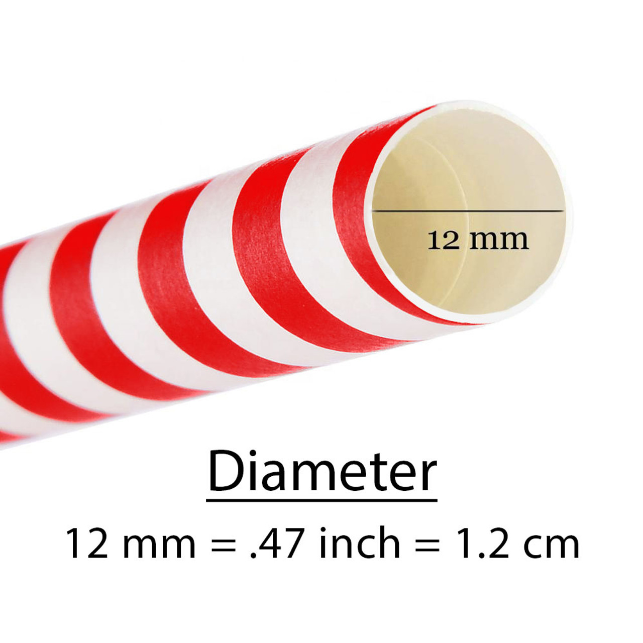 Bubble Tea –  Paper RED & WHITE – Straws / 12mm hole – 200