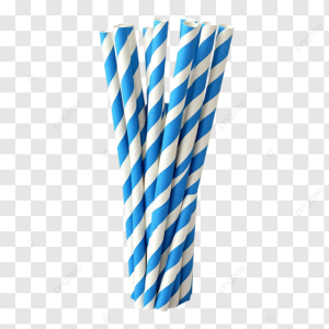 BLUE & White  Striped Paper Straws (6mm) (1000)