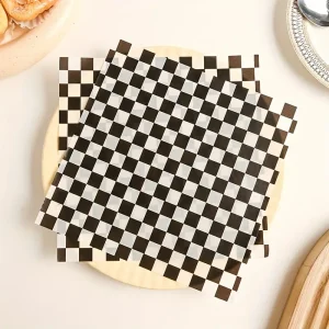 Checkered Greaseproof Paper Black and White 30x30cm