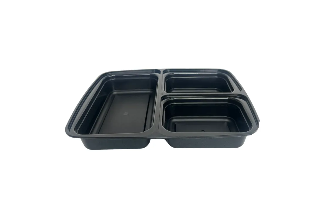MC-REC 3COMP Black Microwavable Rectangular base/lids 1000cc (150)