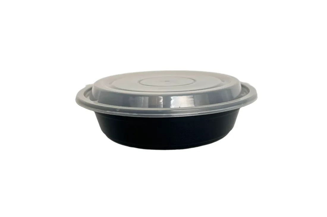 24oz Black Round MICROWAVABLE Tub/Lid 700ml(150)