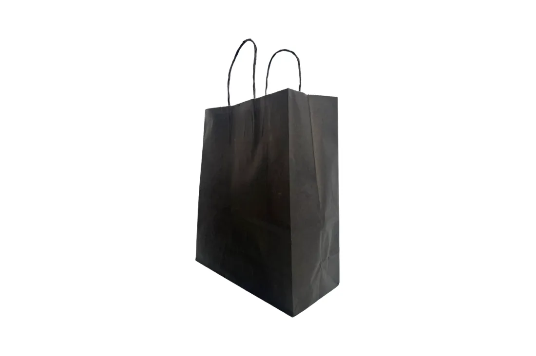 BAG-TWISTBLACK Large Twisty Handle BLACK/BRN Paper Bag 30x18x32cm / 250